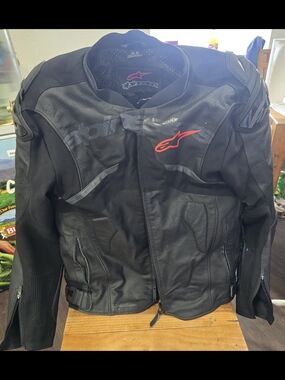 Alpinestars Men's Black Motorcycle Jacket with Red Logo